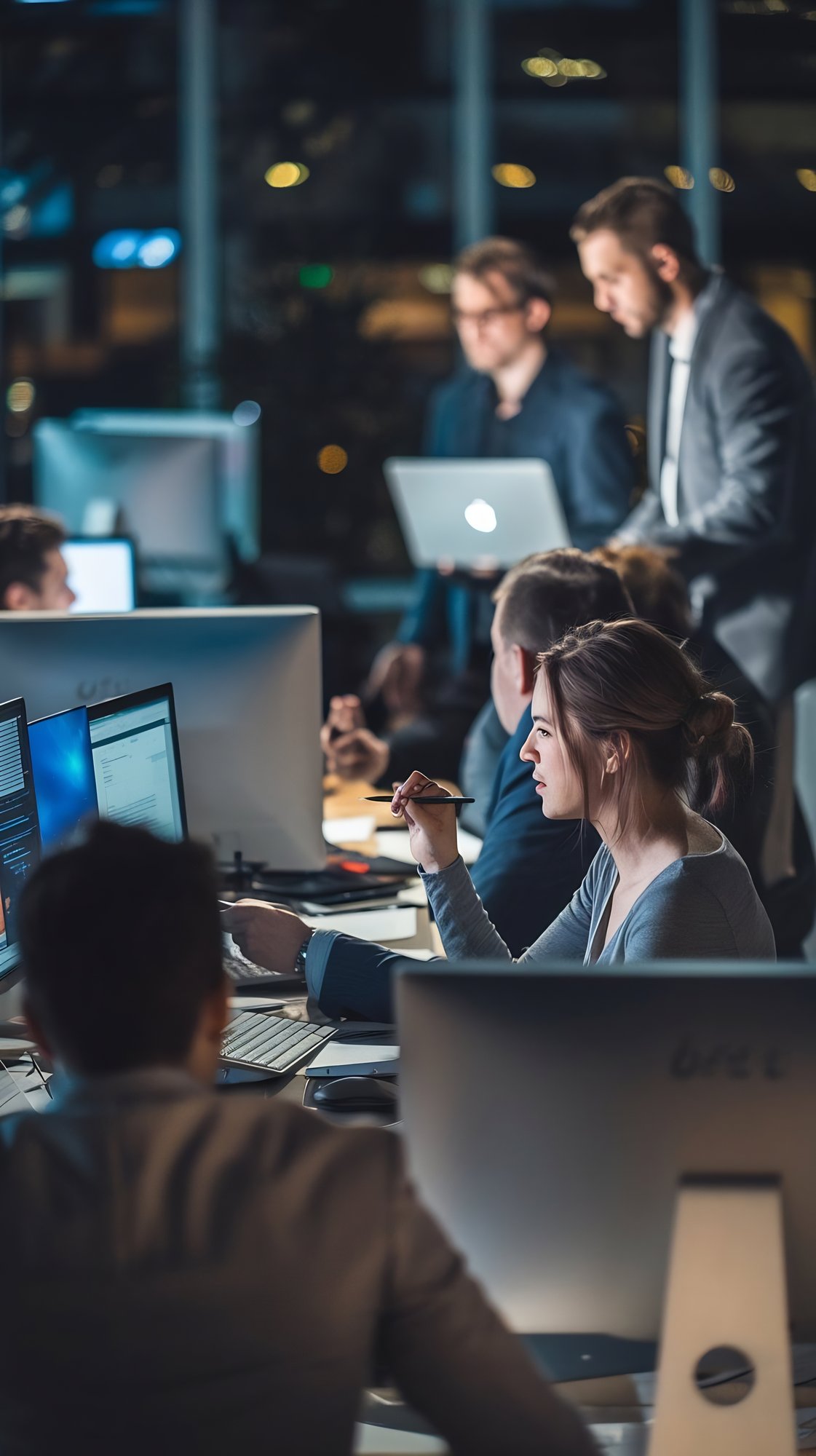 computer-night-business-people-with-coaching-help-conversation-new-job